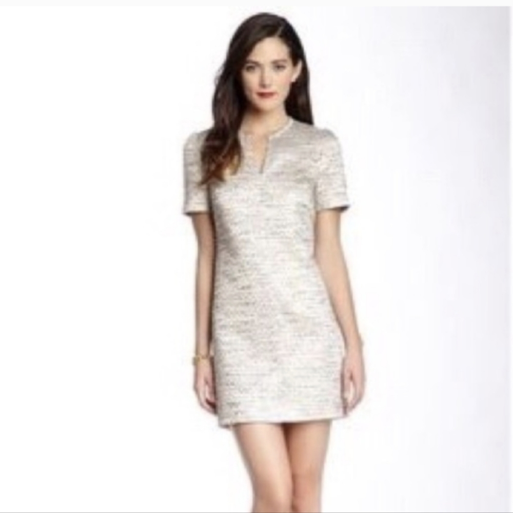 Ted baker gold metallic tweed dress